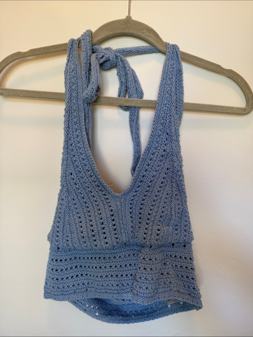 Hollister Sky Blue Crochet Halter Top